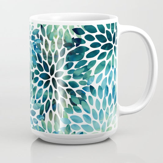 Floral Watercolor, Navy, Blue Teal, Abstract Watercolor Coffee Mug Gallery Image 2