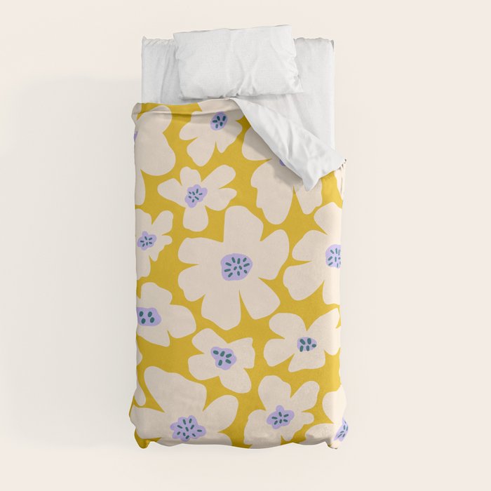 Retro Daisy - yellow, white and purple Duvet Cover Gallery Image 9