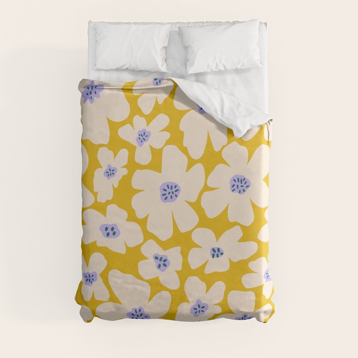 Retro Daisy - yellow, white and purple Duvet Cover Gallery Image 8