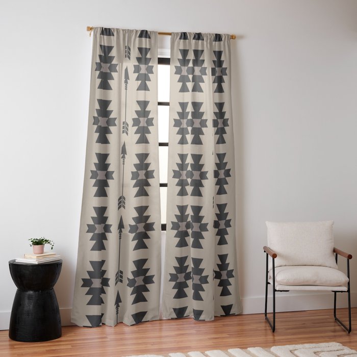 Southwestern Arrow Pattern 232 Black and Beige Window Curtain Gallery Image 14
