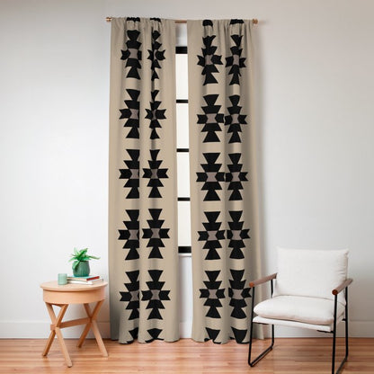 Southwestern Arrow Pattern 232 Black and Beige Window Curtain Gallery Image 4