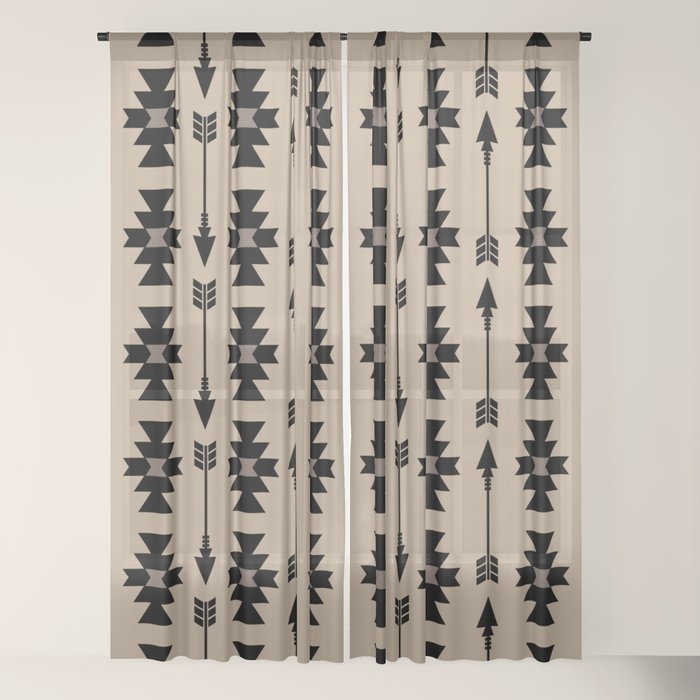 Southwestern Arrow Pattern 232 Black and Beige Window Curtain Gallery Image 18