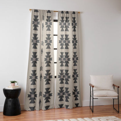 Southwestern Arrow Pattern 232 Black and Beige Window Curtain Gallery Image 10