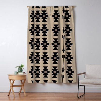 Southwestern Arrow Pattern 232 Black and Beige Window Curtain Gallery Image 5