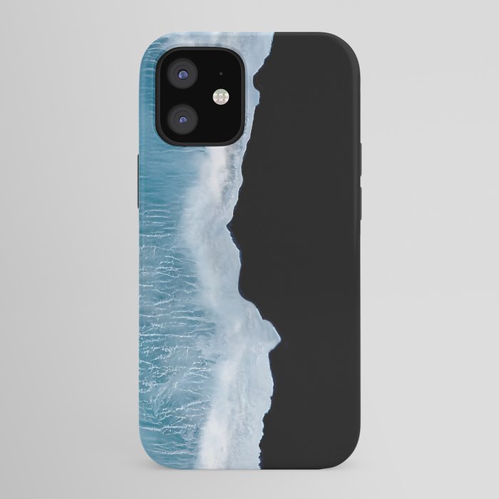 Minimalist wave crashing on a black sand beach in Iceland â Ocean Landscape Photography iPhone Case Gallery Image 41