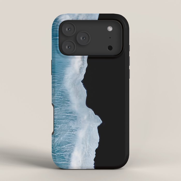 Minimalist wave crashing on a black sand beach in Iceland â Ocean Landscape Photography iPhone Case Gallery Image 4