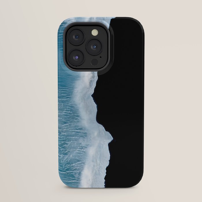 Minimalist wave crashing on a black sand beach in Iceland â Ocean Landscape Photography iPhone Case Gallery Image 23