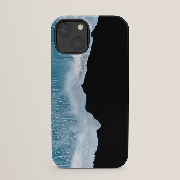 Minimalist wave crashing on a black sand beach in Iceland â Ocean Landscape Photography iPhone Case Gallery Image 29
