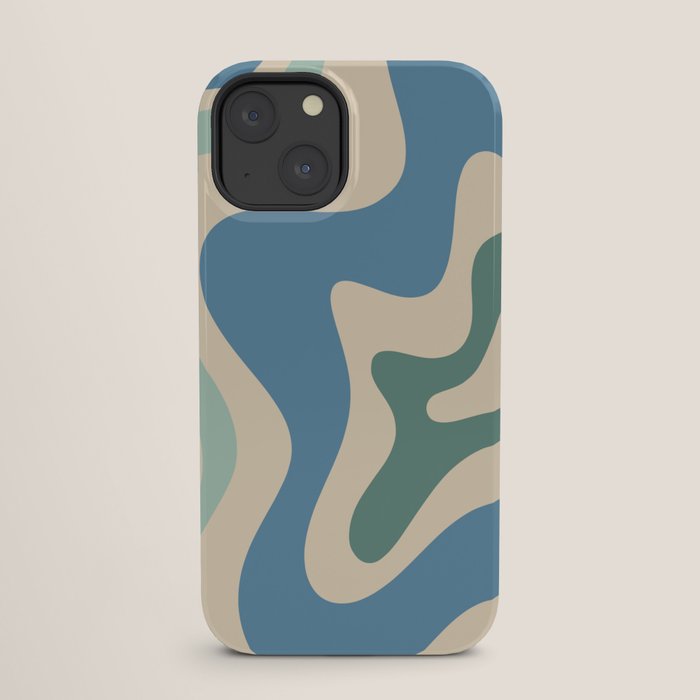 Retro Liquid Swirl Abstract Pattern Blue Aqua Teal Beige iPhone Case Gallery Image 25