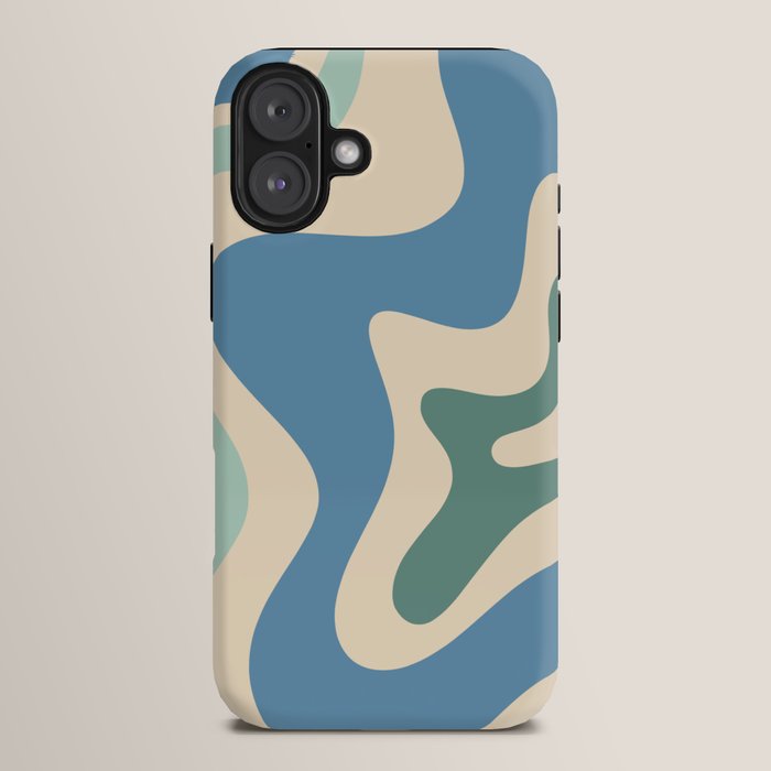 Retro Liquid Swirl Abstract Pattern Blue Aqua Teal Beige iPhone Case Gallery Image 14