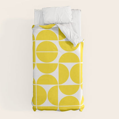 Mid Century Modern Geometric 04 Lemon Yellow Duvet Cover Gallery Image 10