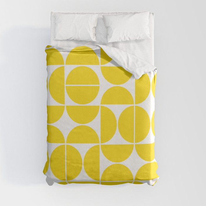 Mid Century Modern Geometric 04 Lemon Yellow Duvet Cover Gallery Image 3