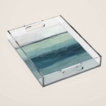 Sea Levels - Seafoam Green Mint Navy Blue Abstract Ocean Art Painting Acrylic Tray Gallery Image 1