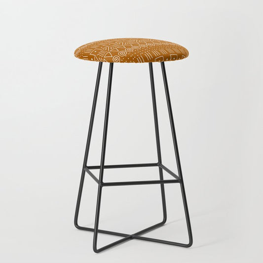Mudcloth Style 1 in Orange Stool Gallery Image 1