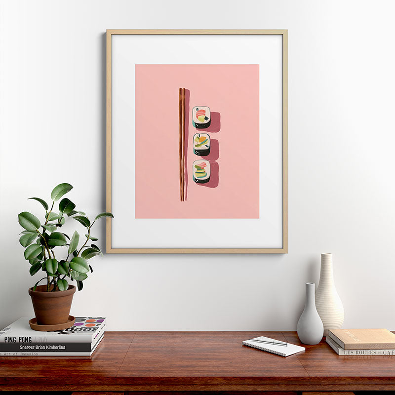 Pink Sushi Rhythm Framed Art Print Gallery Image 21