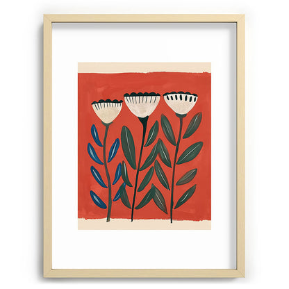 Terracotta Folk Blooms Framed Art Print Gallery Image 73