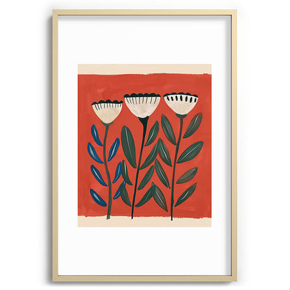 Terracotta Folk Blooms Framed Art Print Gallery Image 74