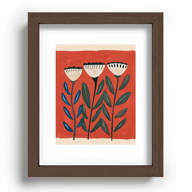 Terracotta Folk Blooms Framed Art Print Gallery Image 64