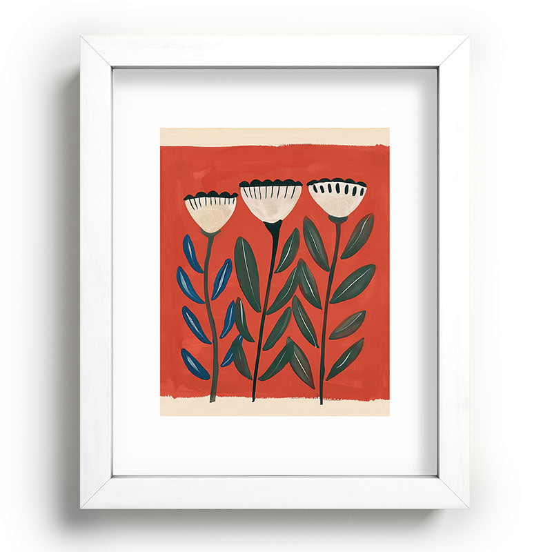 Terracotta Folk Blooms Framed Art Print Gallery Image 75