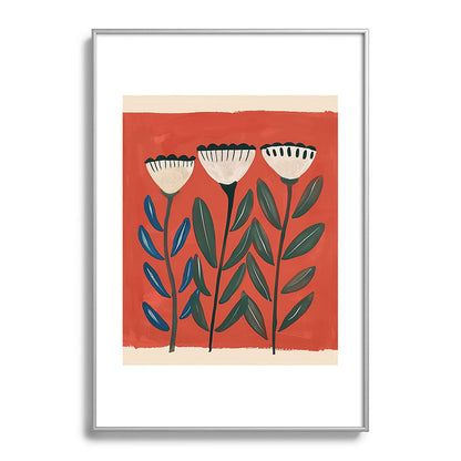 Terracotta Folk Blooms Framed Art Print Gallery Image 97