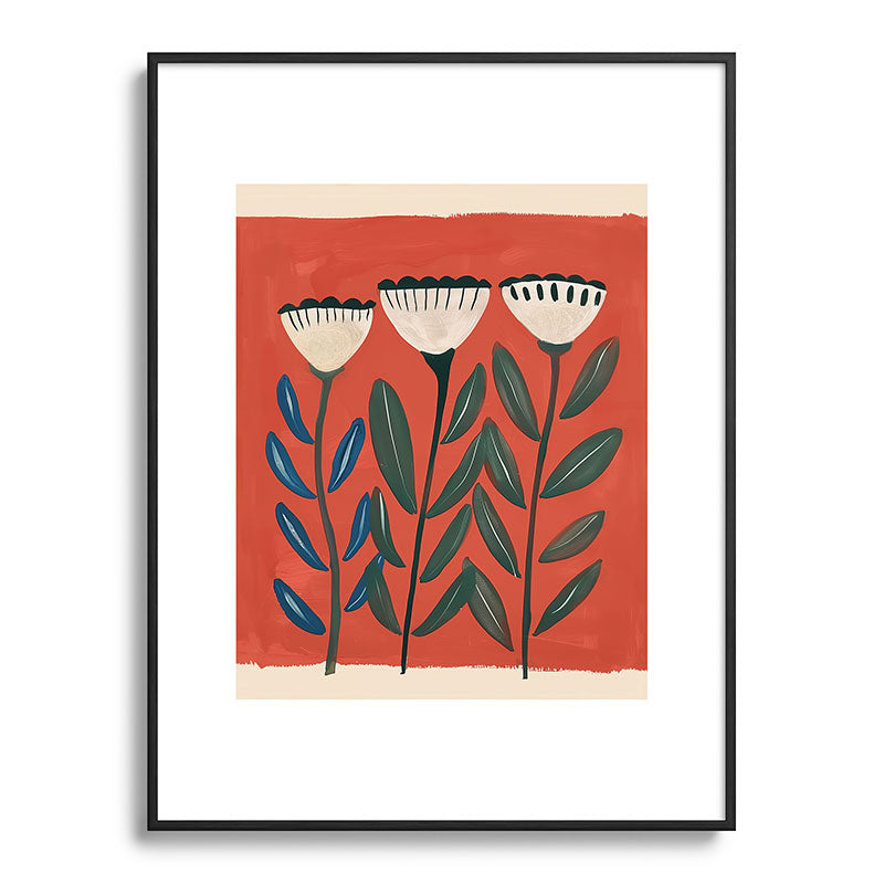 Terracotta Folk Blooms Framed Art Print Gallery Image 84