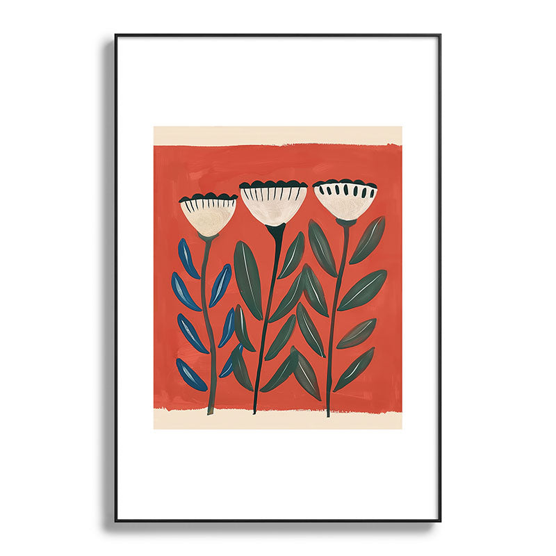Terracotta Folk Blooms Framed Art Print Gallery Image 86