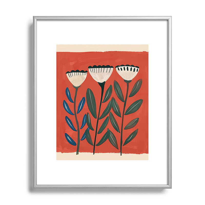 Terracotta Folk Blooms Framed Art Print Gallery Image 95