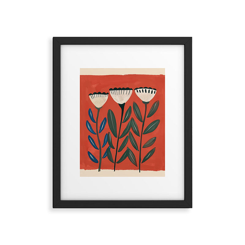 Terracotta Folk Blooms Framed Art Print Gallery Image 5