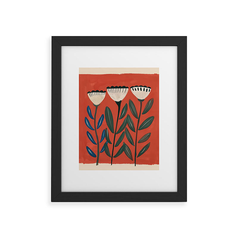 Terracotta Folk Blooms Framed Art Print Gallery Image 34