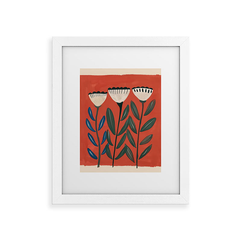 Terracotta Folk Blooms Framed Art Print Gallery Image 51