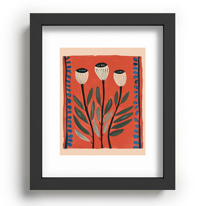 Terracotta Poppy Pod Folk Art Framed Art Print Gallery Image 58