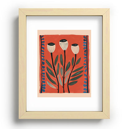 Terracotta Poppy Pod Folk Art Framed Art Print Gallery Image 69