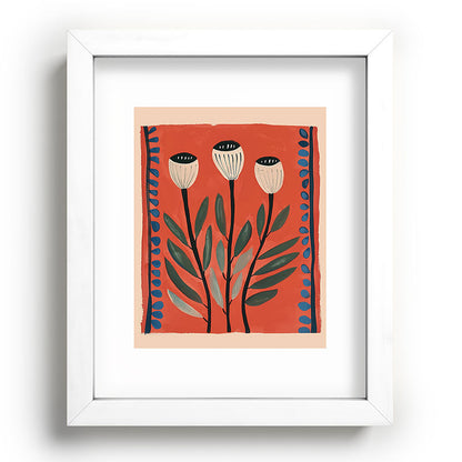 Terracotta Poppy Pod Folk Art Framed Art Print Gallery Image 75
