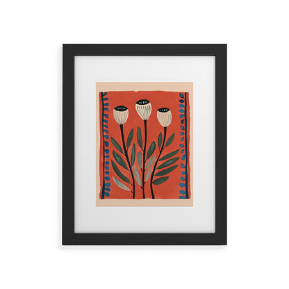 Terracotta Poppy Pod Folk Art Framed Art Print Gallery Image 34