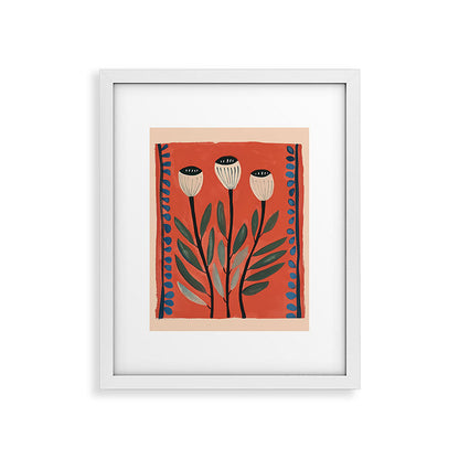 Terracotta Poppy Pod Folk Art Framed Art Print Gallery Image 25