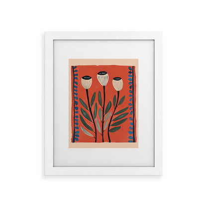 Terracotta Poppy Pod Folk Art Framed Art Print Gallery Image 54