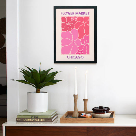 Flower Market Chicago Framed Poster 12x16