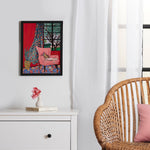 Matisse-Inspired Napping Ginger Cat Framed Poster 12x16
