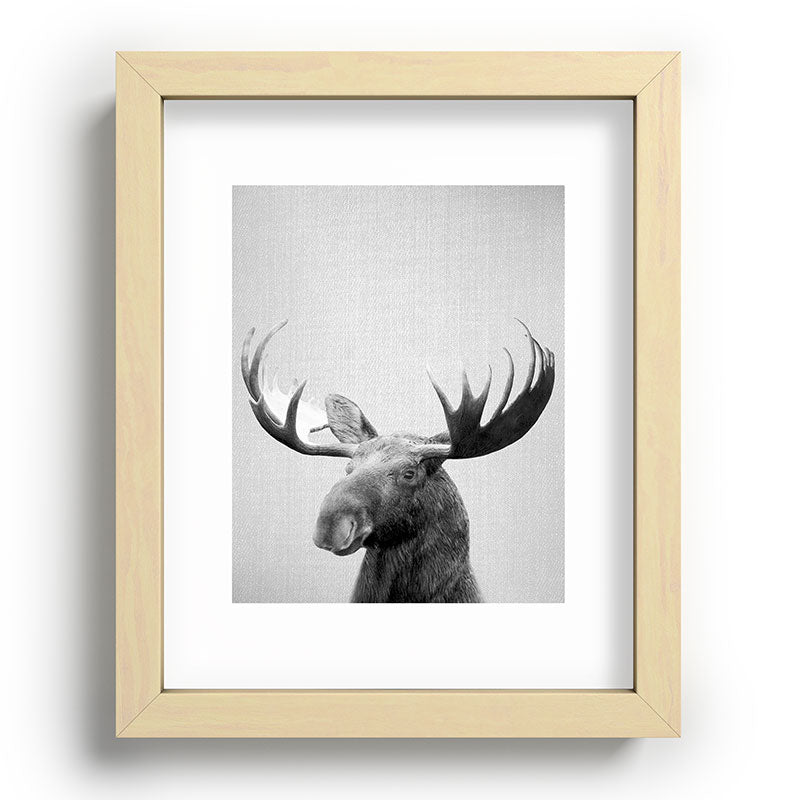 Moose - Black & White Framed Art Print Gallery Image 96