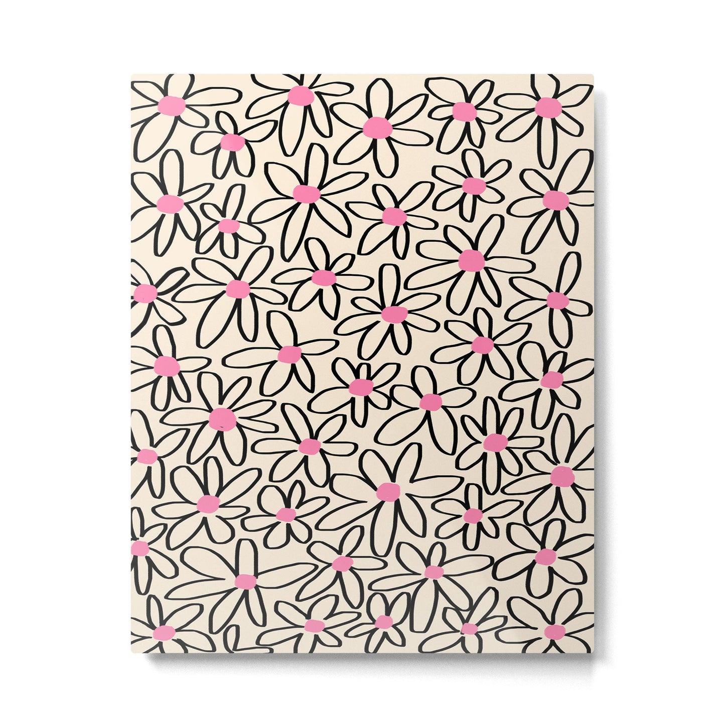 Joyful Flower Lines - b/w pink Metal Print Gallery Image 2