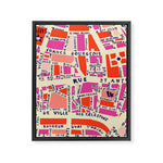 paris map pink Framed Canvas Print Gallery Image 1