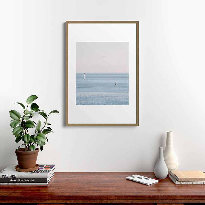 Ocean - Sail boat in calm sea - travel photography Framed Art Print Gallery Image 13