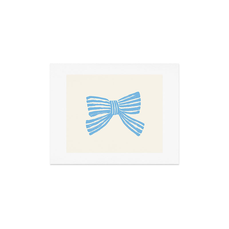 Blue Stripe Bow Ribbon Art Print Gallery Image 2