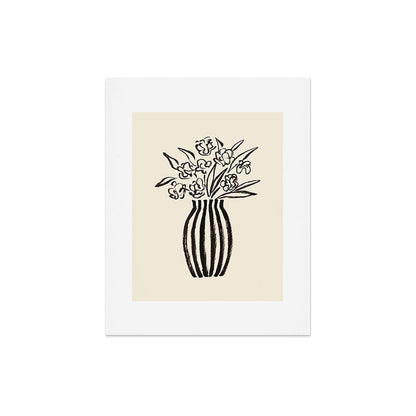 Stripe Flower Vase - Black and White Art Print Gallery Image 5