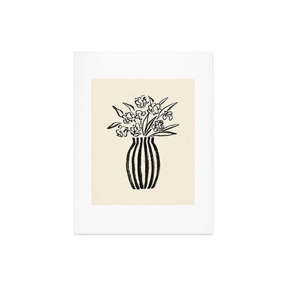 Stripe Flower Vase - Black and White Art Print Gallery Image 6
