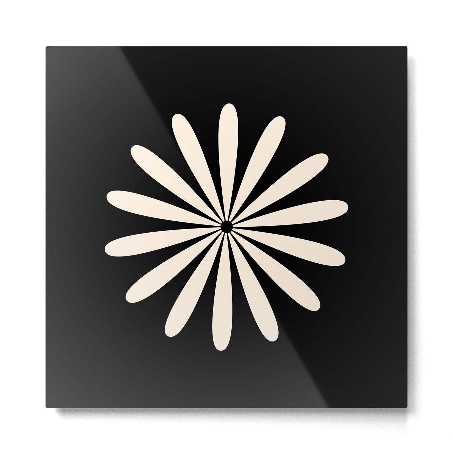 Big Daisy Retro Minimalist Flower Black and Almond Cream Metal Print Gallery Image 5