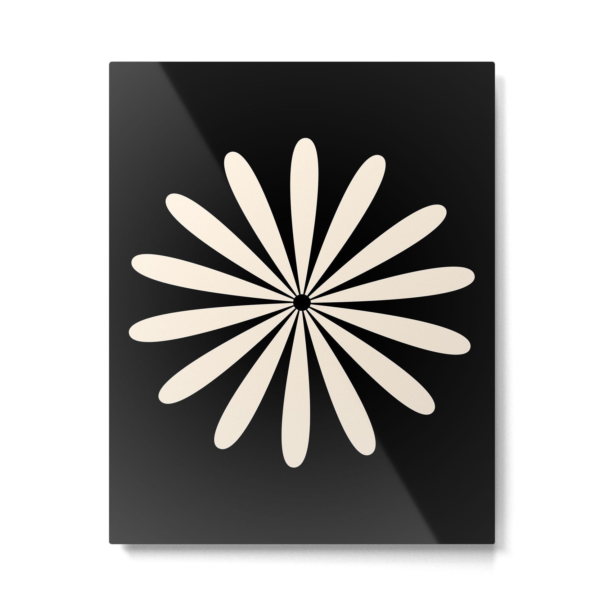 Big Daisy Retro Minimalist Flower Black and Almond Cream Metal Print Gallery Image 6