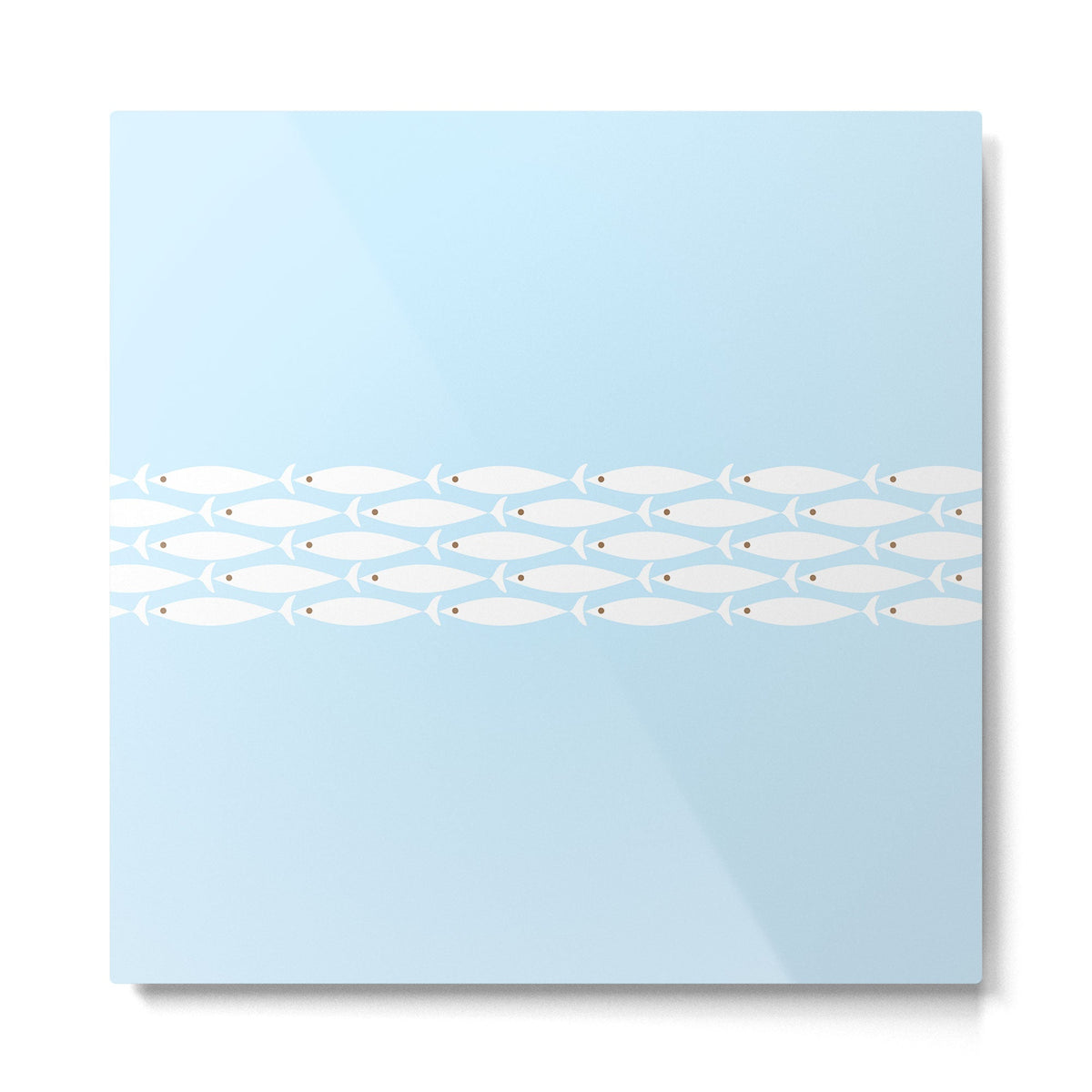 Coastal Minimalist Mid Century Modern Fish in Cool Light Blue White Brown Metal Print Gallery Image 2