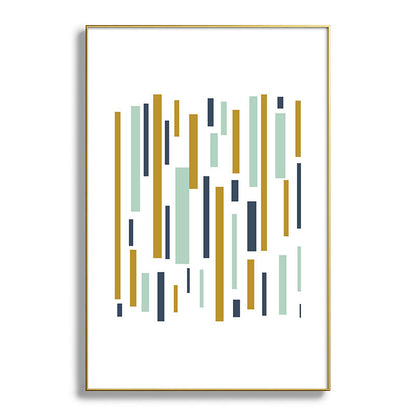 Interrupted Lines Mid-Century Modern Minimalist Pattern in Navy Blue, Teal Mint, Gold Mustard, White Framed Art Print Gallery Image 127