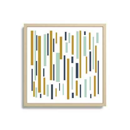 Interrupted Lines Mid-Century Modern Minimalist Pattern in Navy Blue, Teal Mint, Gold Mustard, White Framed Art Print Gallery Image 27
